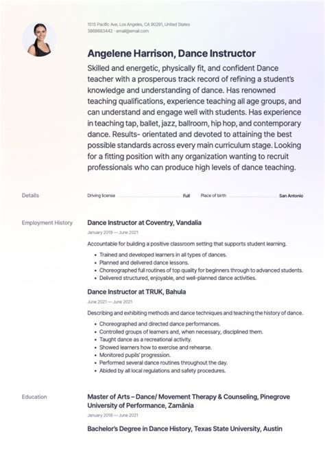 dance teacher resume|dance fitness instructor resume.